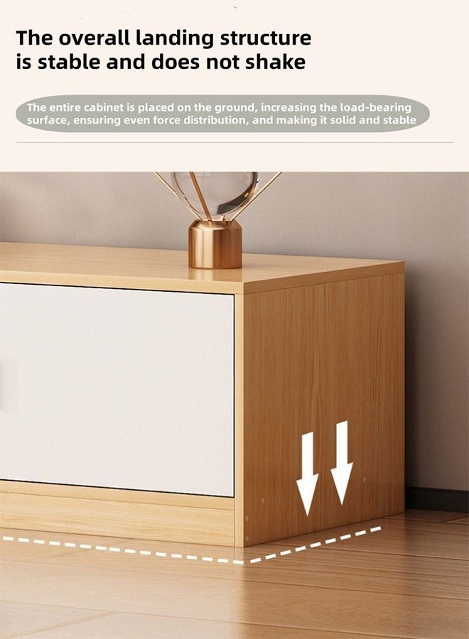 TV Cabinet,Open TV Bench with Cabinets and Drawers, Modern Media Storage Rack, Multi-Functional TV Stand, Suitable for Living Room/Bedroom 140×29×54CM - Image 4